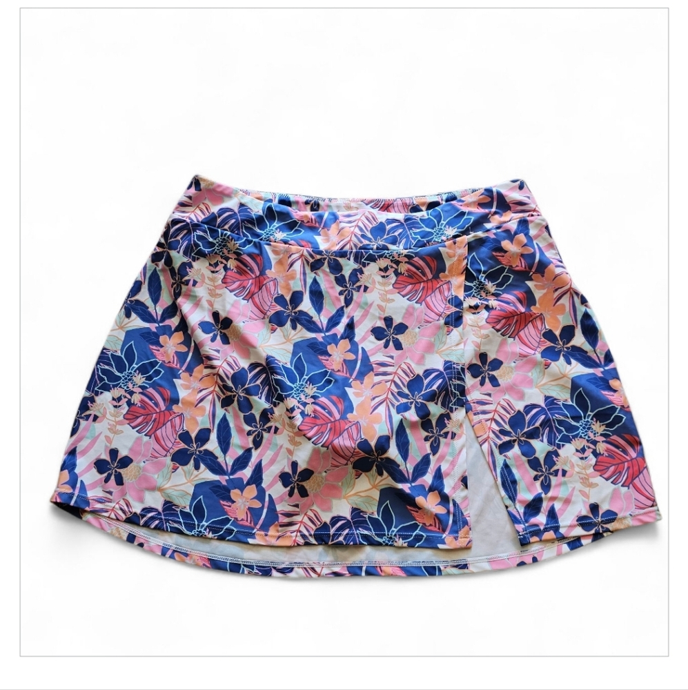 NWT Cabana Life Swim Floral Skirt in Blue and Orange Sz L